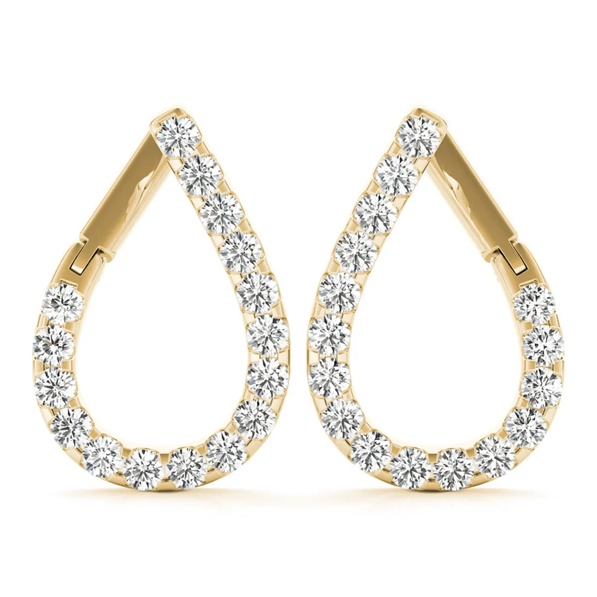 1 1/4 Carat Tw Fancy Natural Diamond Hoop Earrings In 14K Yellow Gold