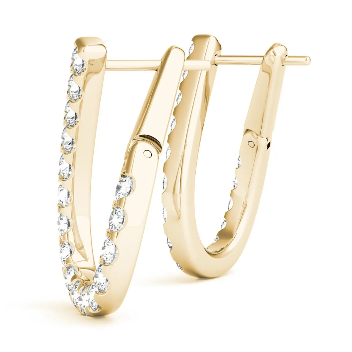 1 1/4 Carat Tw Fancy Natural Diamond Hoop Earrings In 14K Yellow Gold