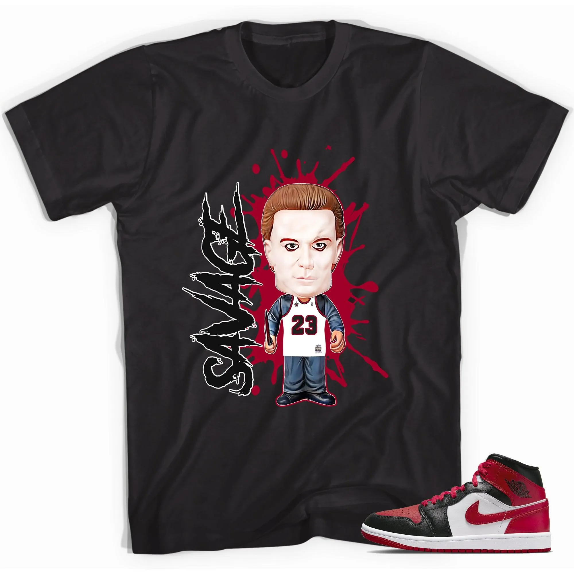 1 Mid Alternate Bred Toe Shirt Savage