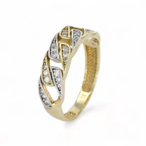 10K two tones gold link style ring-12678