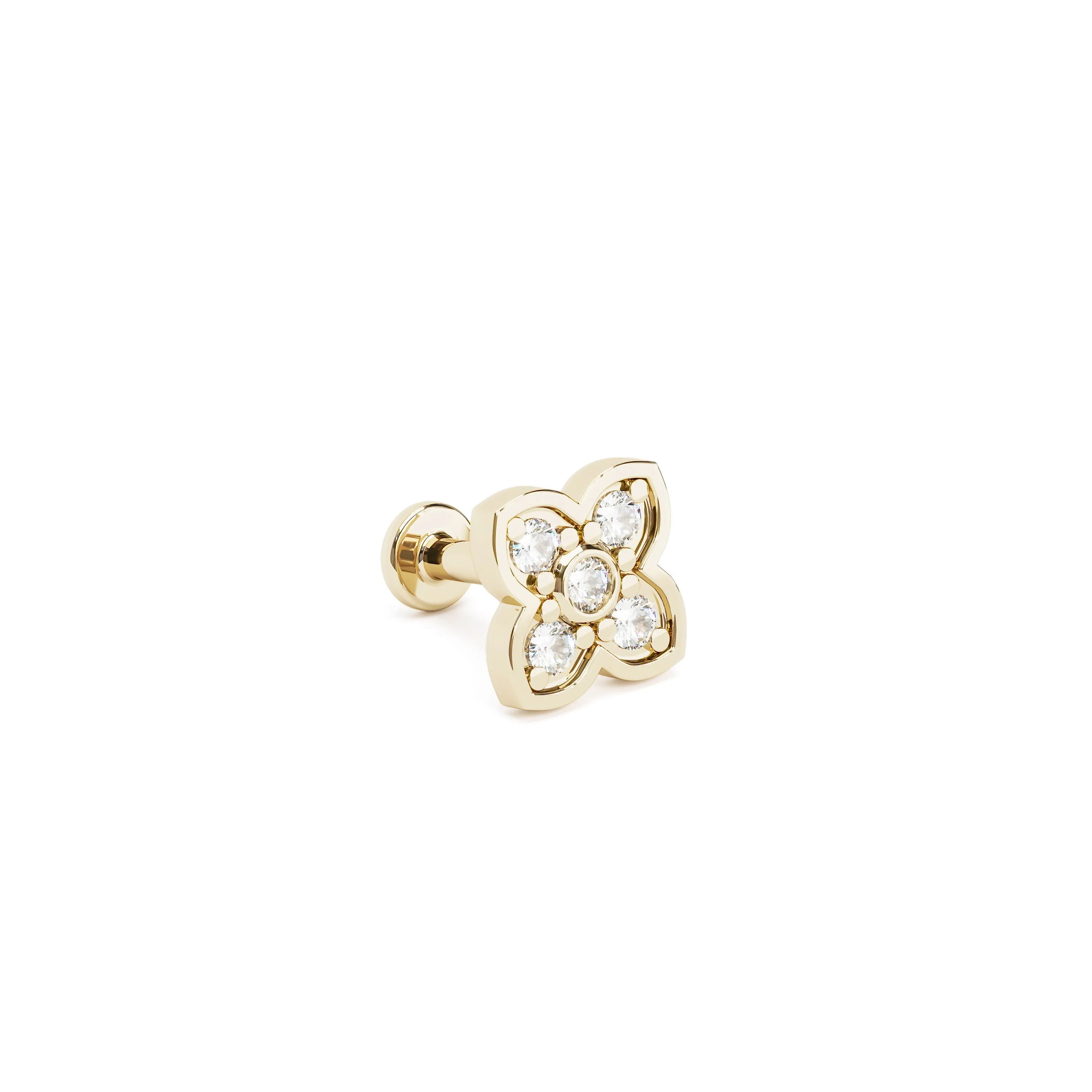 14K Gold Diamond Clover Stud