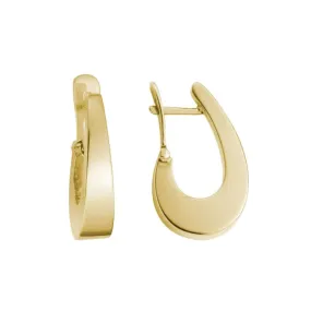 14k Gold Tapered J Hoop Earrings