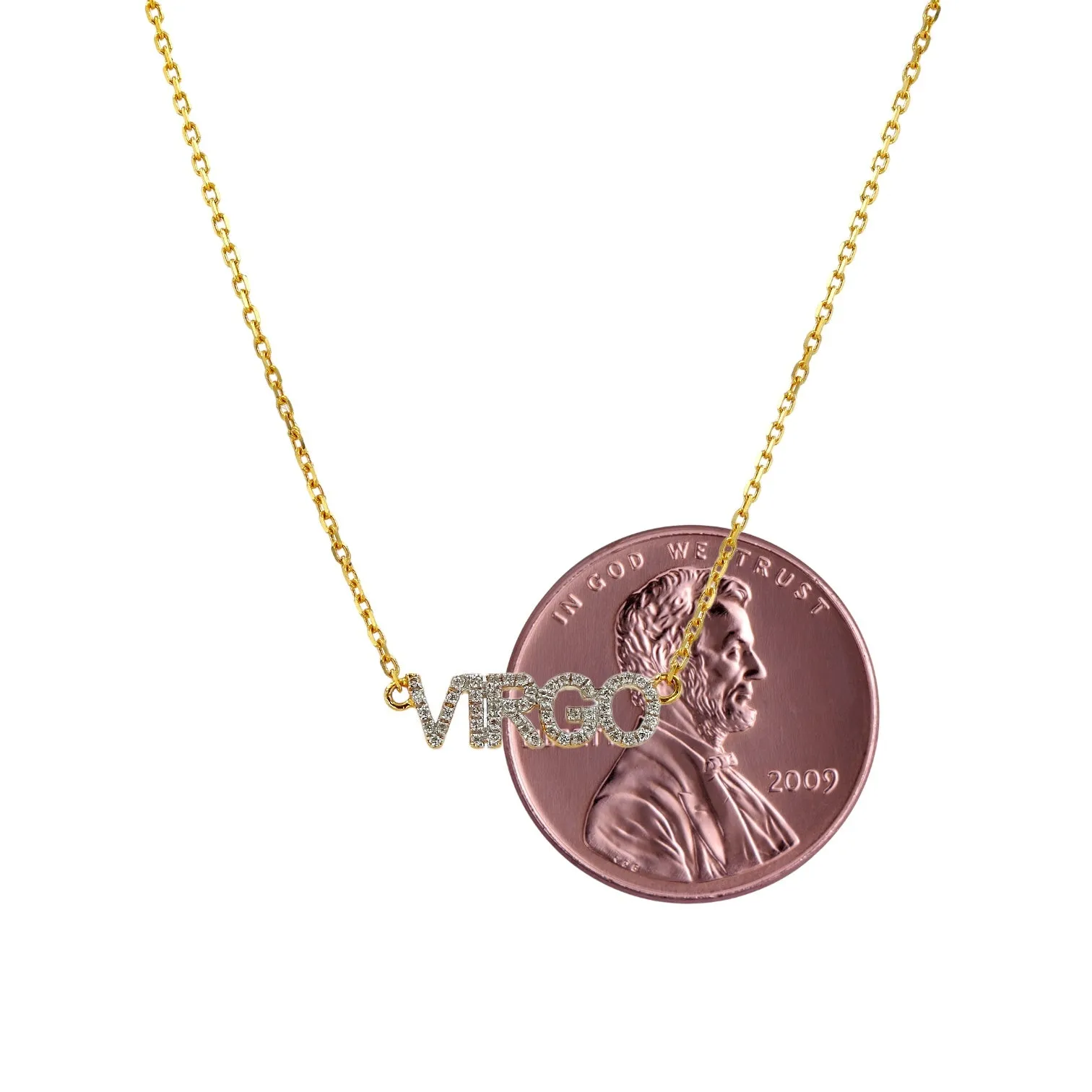 14K Yellow Gold Diamond Zodiac Necklace Virgo - 224940