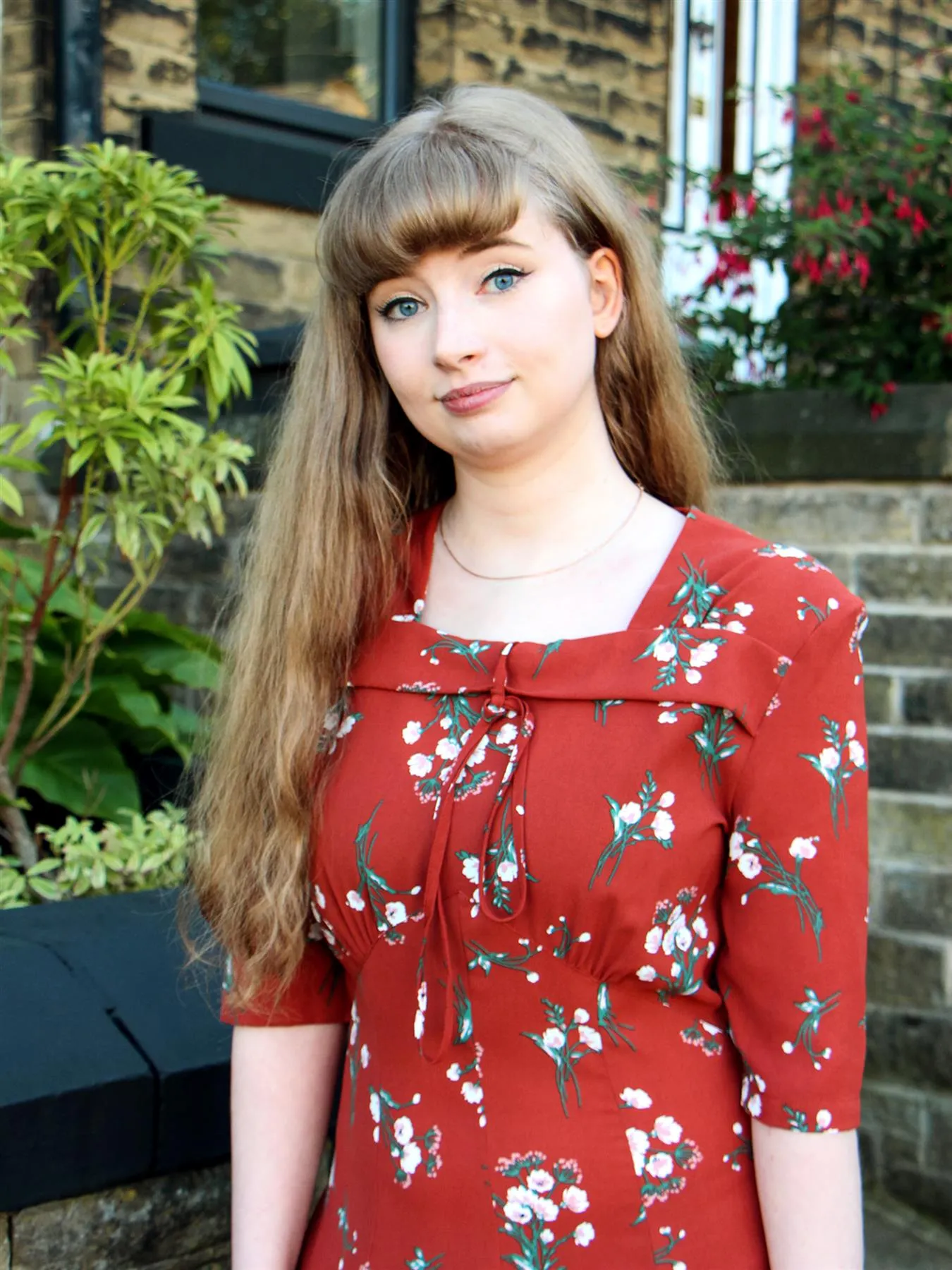 1940s Vintage Floral Tribute Tea Dress in Russet Orange