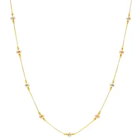 22K Multi-Tone Gold Pari Beaded Chain Necklace