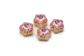 3 Gold Plated Light Rose Swarovski Rhinestone Prong Setting 10 Mm Y300 Y028