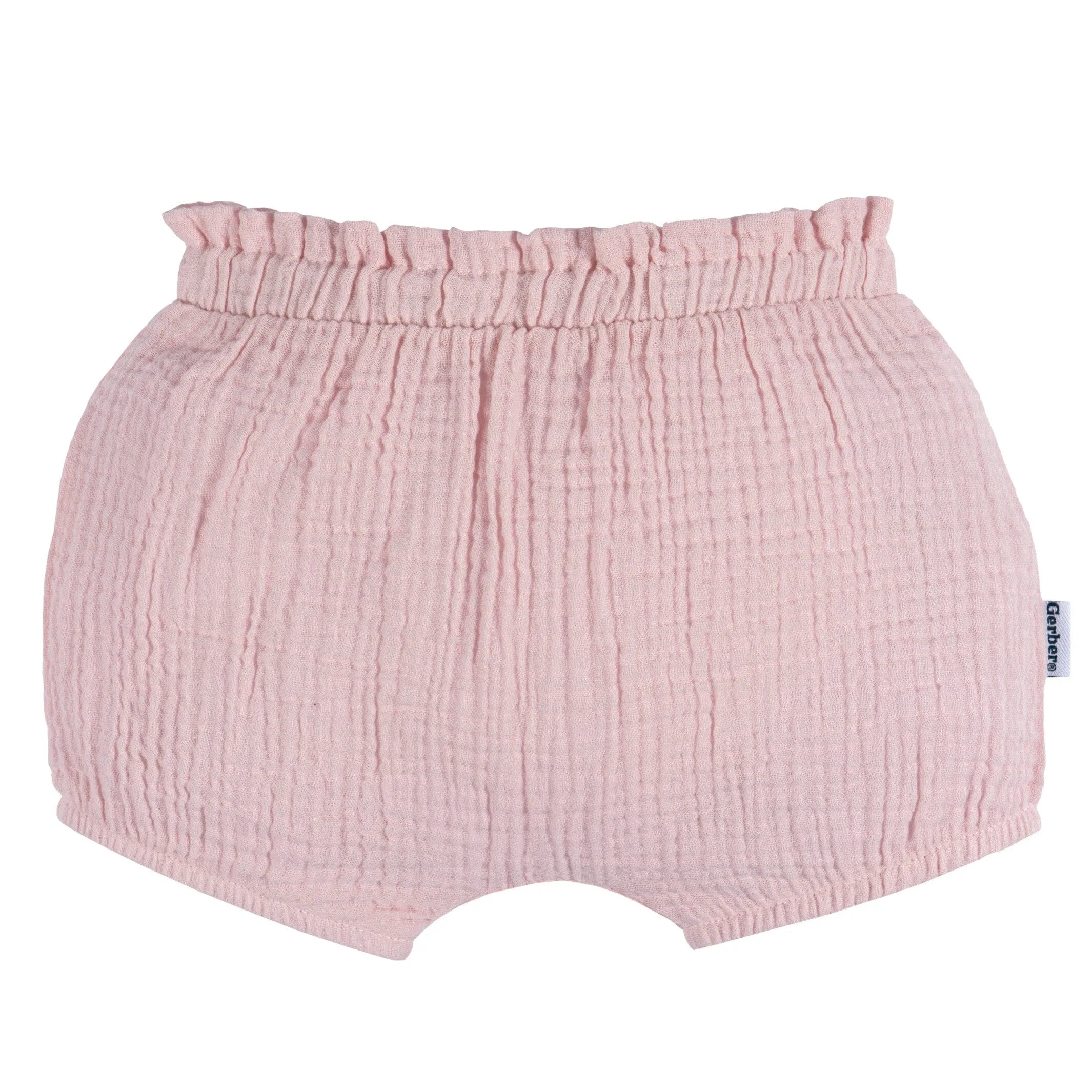 3-Pack Baby Girls Pink, Navy, & Olive Gauze Bubble Shorts