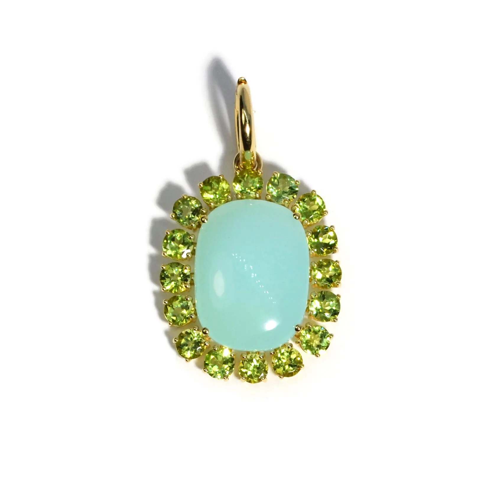 A & Furst - Sole - Pendant with Green Aqua Chalcedony and Peridot, 18k Yellow Gold