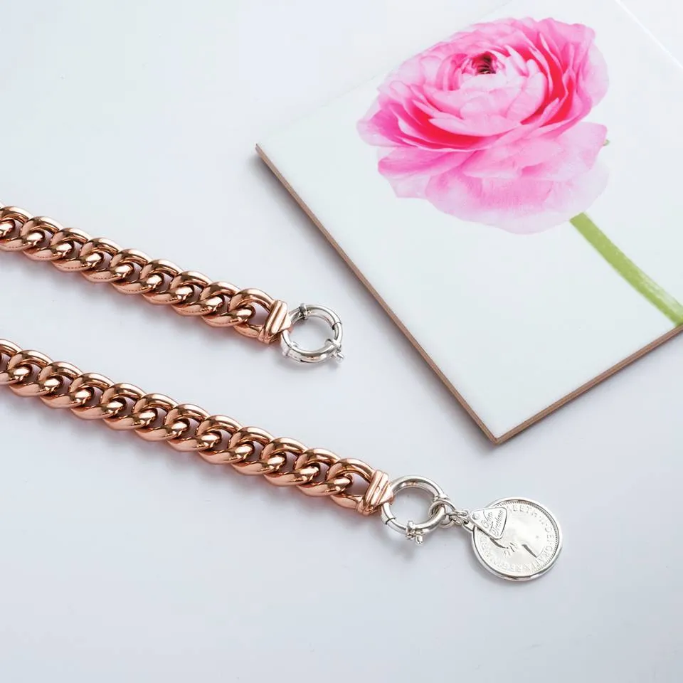 A Von Treskow Rose Gold Plated Big Mama Bracelet with sterling silver bolt