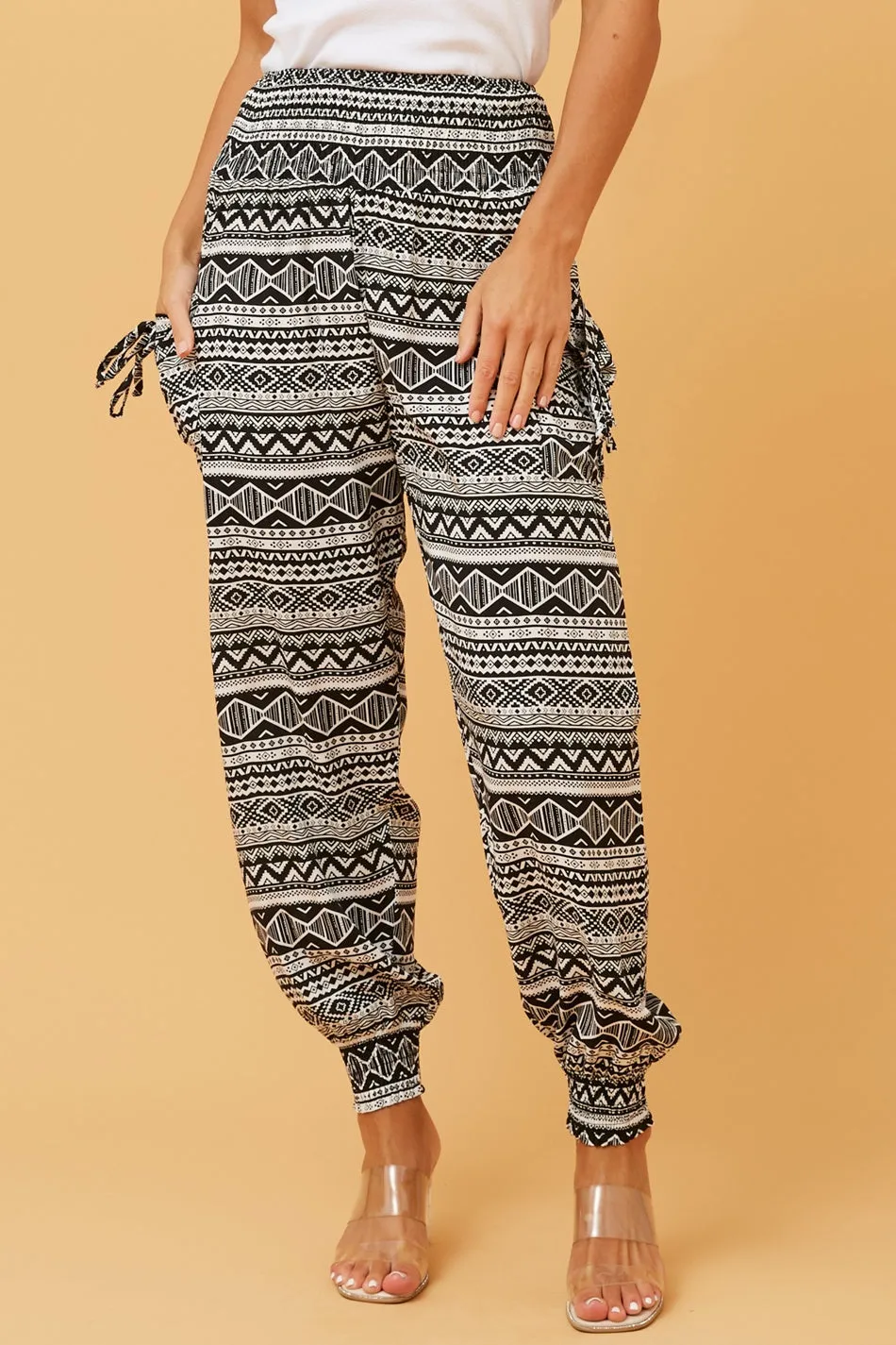 ABSTRACT PRINT BOHO HAREM PANTS