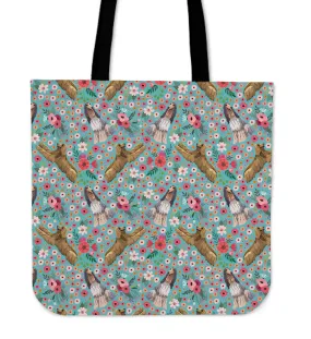 Afghan Hound Flower Linen Tote Bag