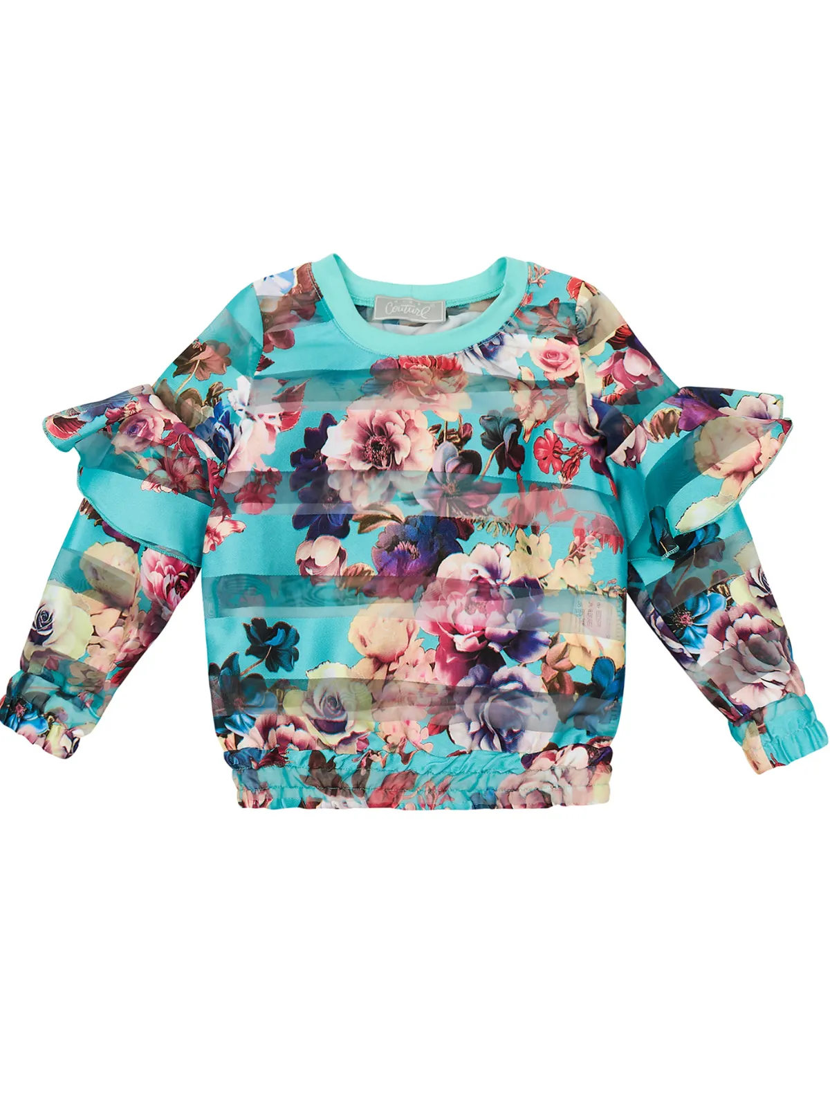 Airy Sheer Floral Ruffled Top by Kids Couture