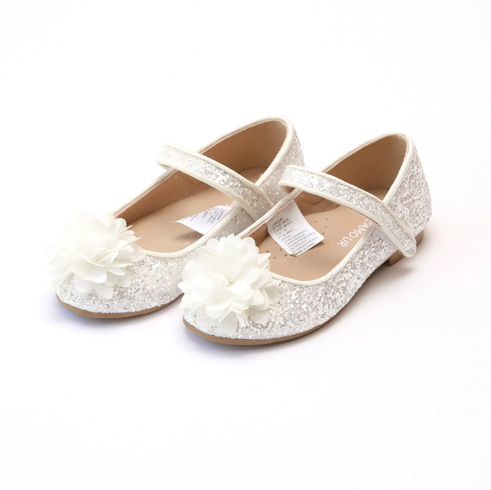 Alice Glitter Flower Flat