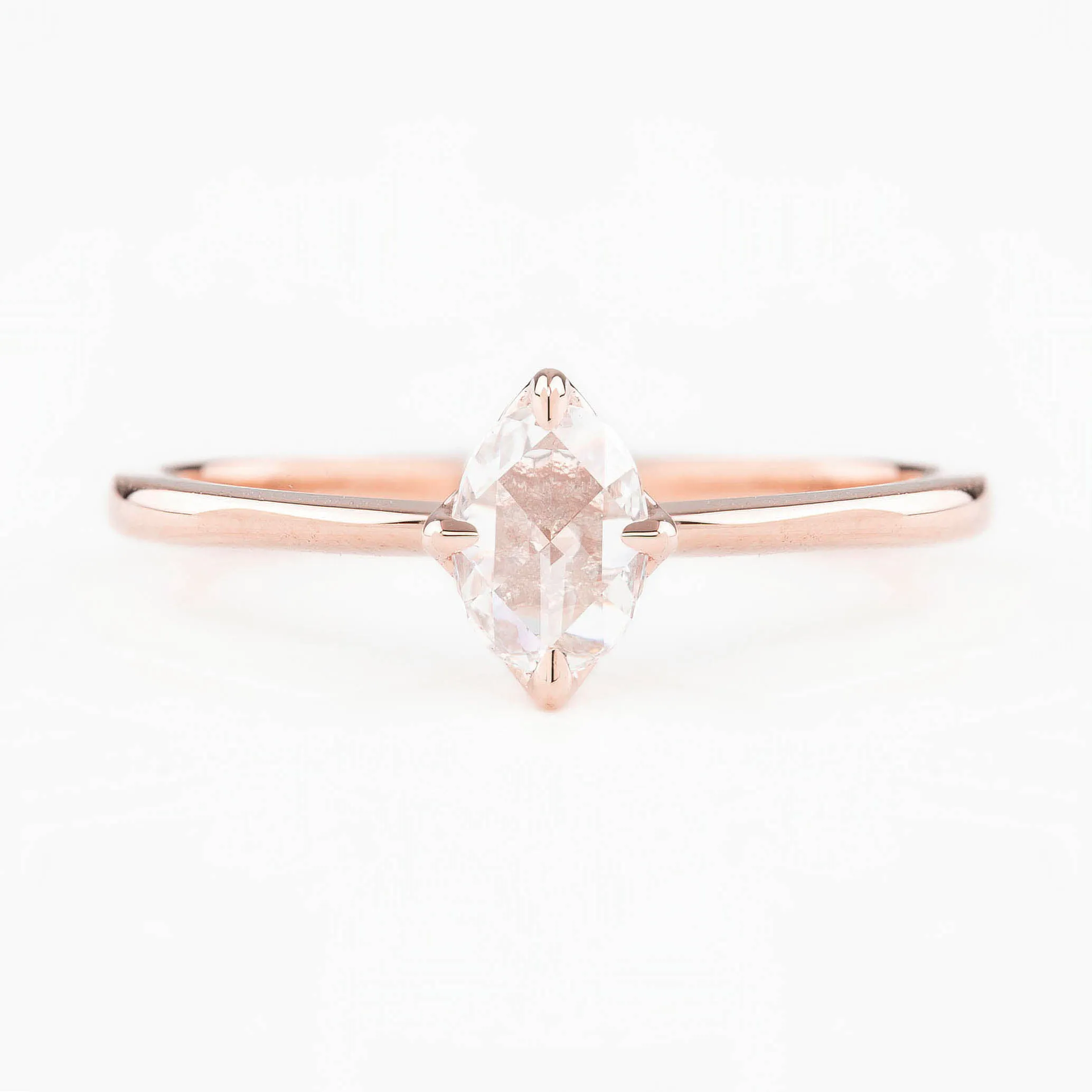 Alice Ring, 0.26ct Oval Rose Cut Diamond, 14k Rose Gold (One of a kind)