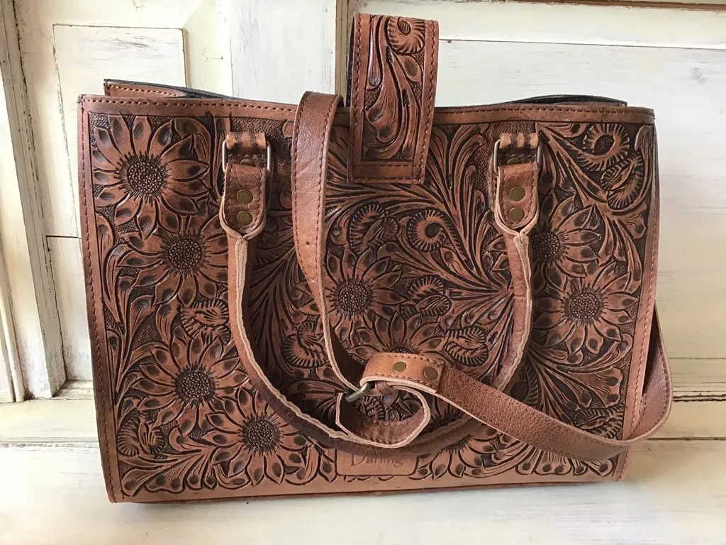 American Darling Tooled Buckstitched Briefcase Tote