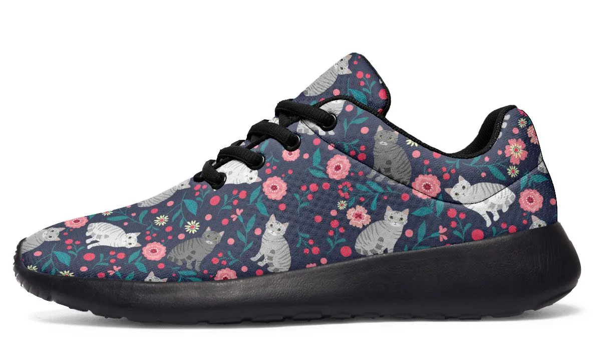 American Short Hair Cat Flower Sneakers