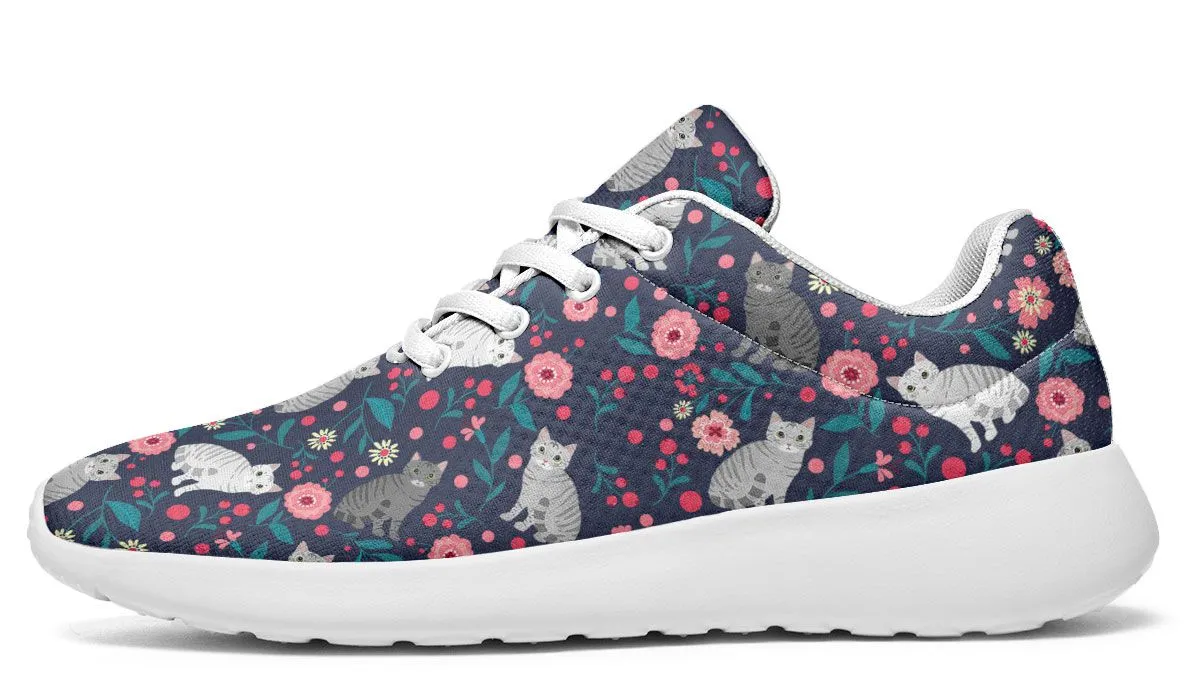 American Short Hair Cat Flower Sneakers