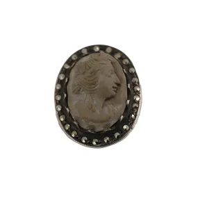 Antique Lava Cameo Ring with Marcasite