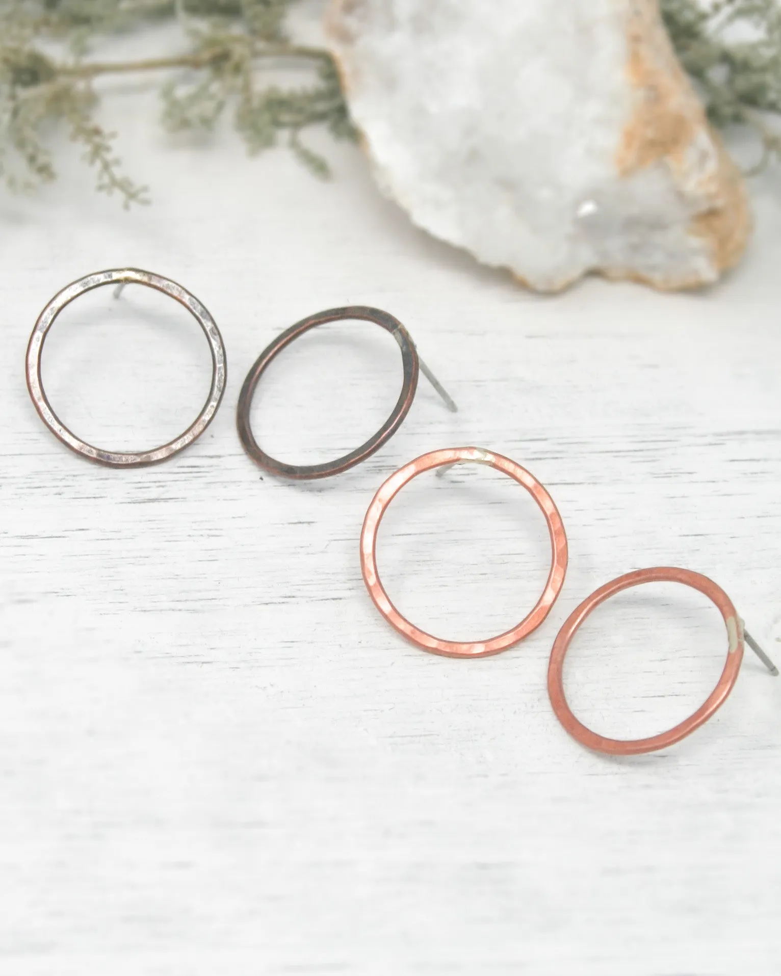 Basic hoop stud earrings- Medium [ready to ship]