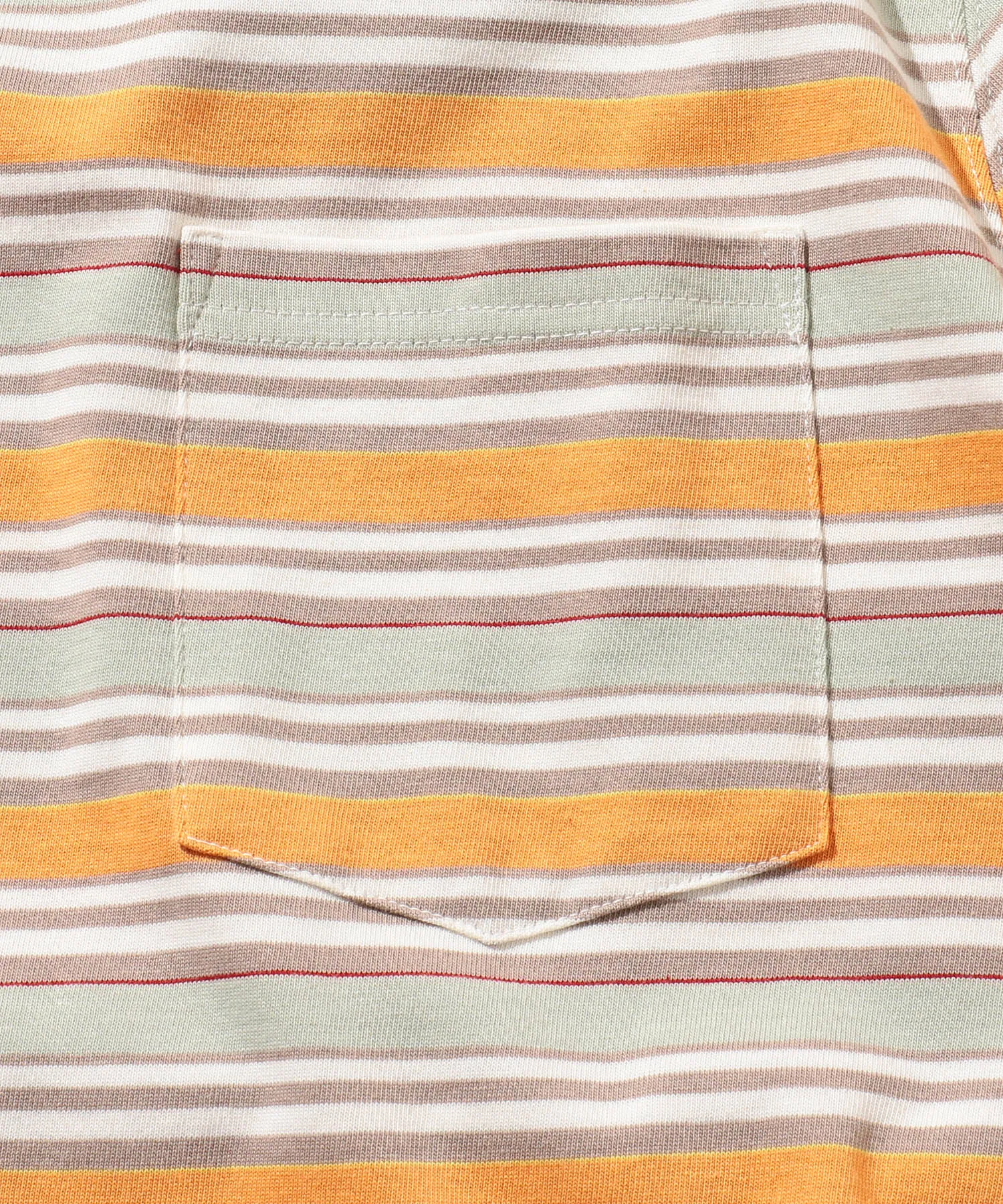 BEAMS PLUS Pocket Tee Multi Stripe Off White