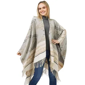 Beautiful Aztec Patterned Cape Poncho