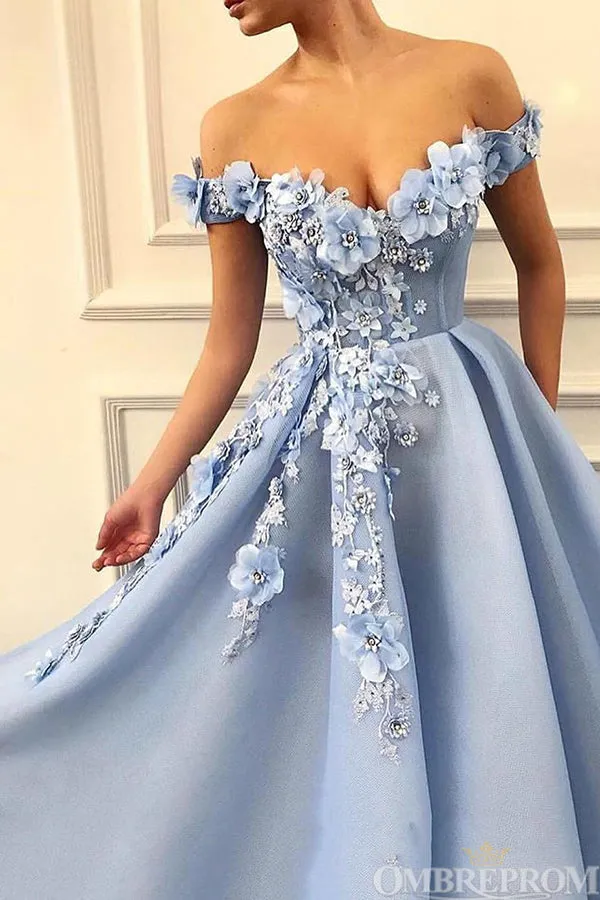 Beautiful Lace Up Elegant Sky Blue Prom Dresses Off The Shoulder Long Princess Prom Dresses For Teens