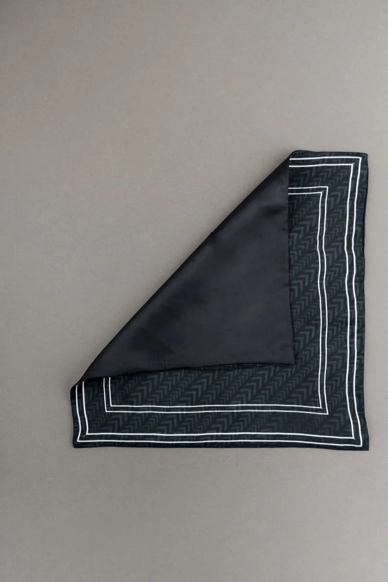 Black Digitally Printed Pocket Square