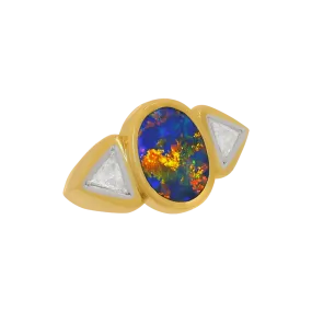 Black Opal, Diamond, 18K Gold & Platinum Ring