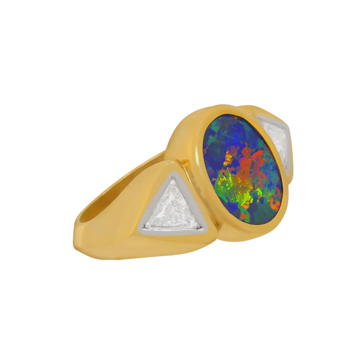 Black Opal, Diamond, 18K Gold & Platinum Ring