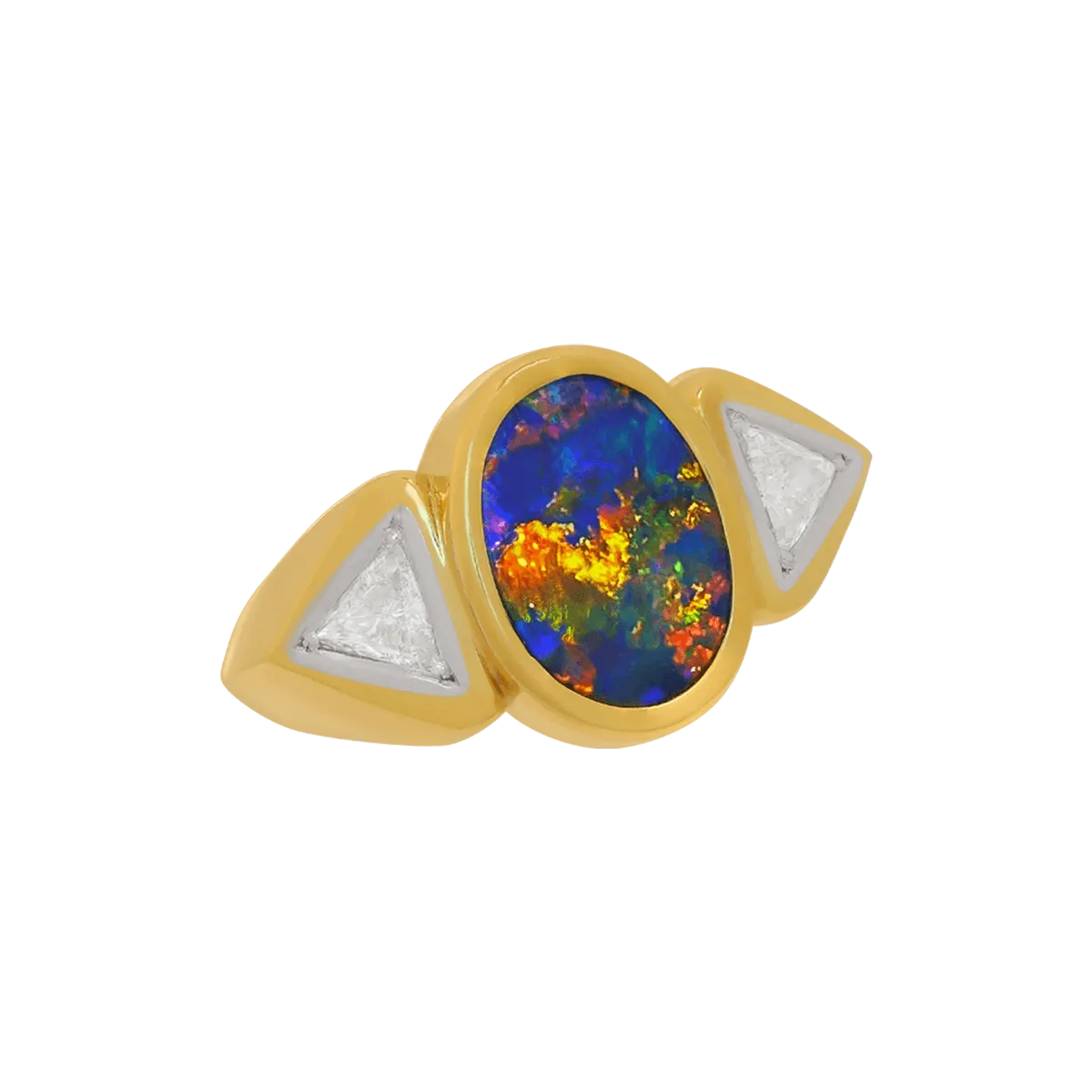 Black Opal, Diamond, 18K Gold & Platinum Ring