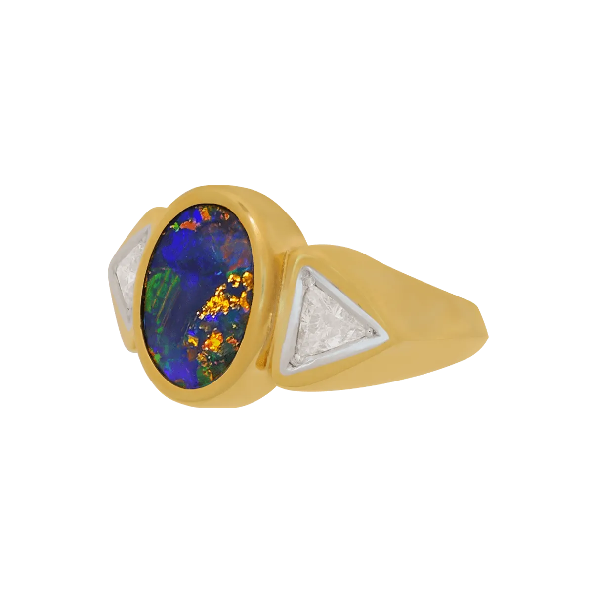 Black Opal, Diamond, 18K Gold & Platinum Ring