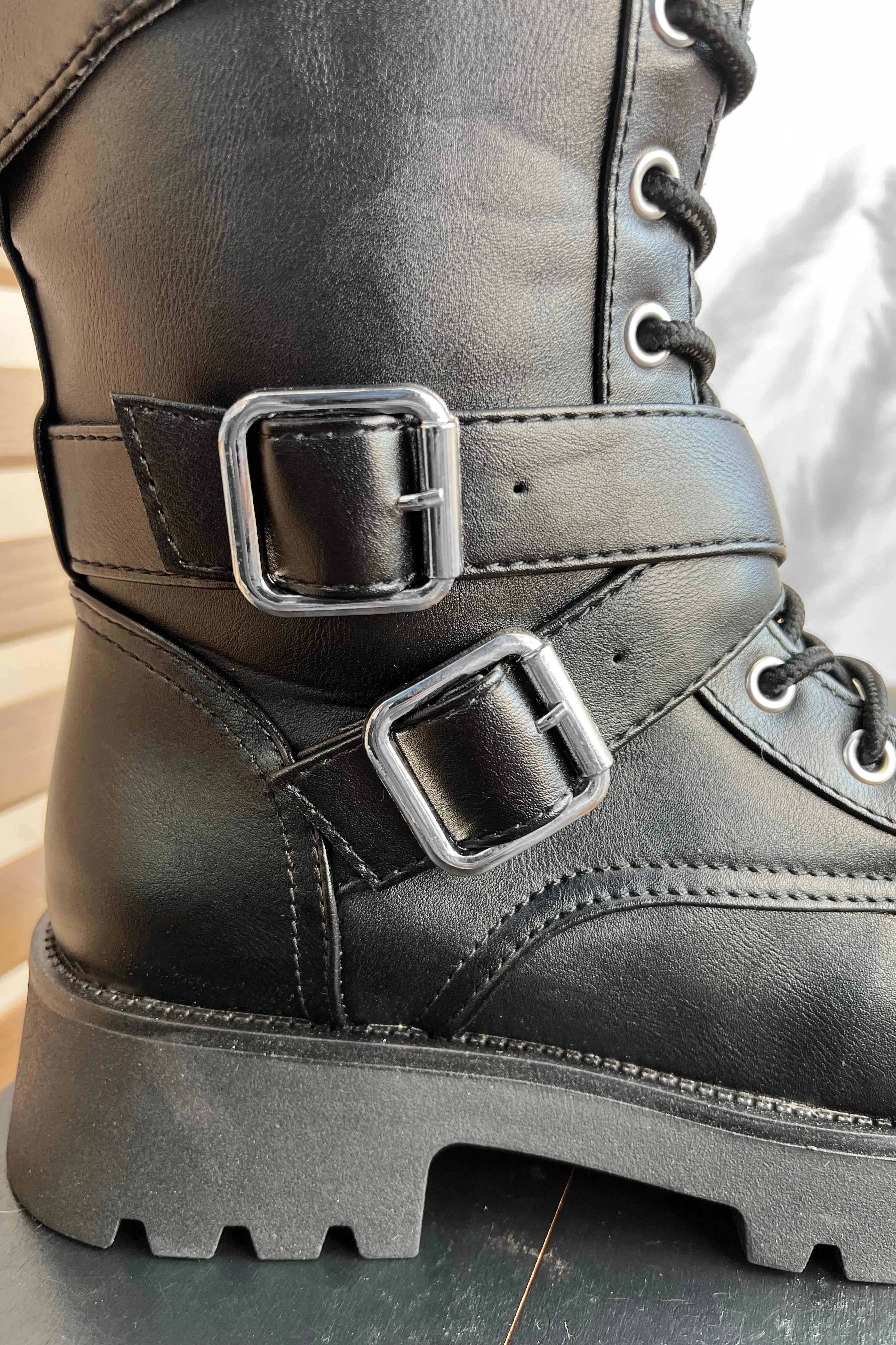 Black Pockets And Metal Detail Tall Boots