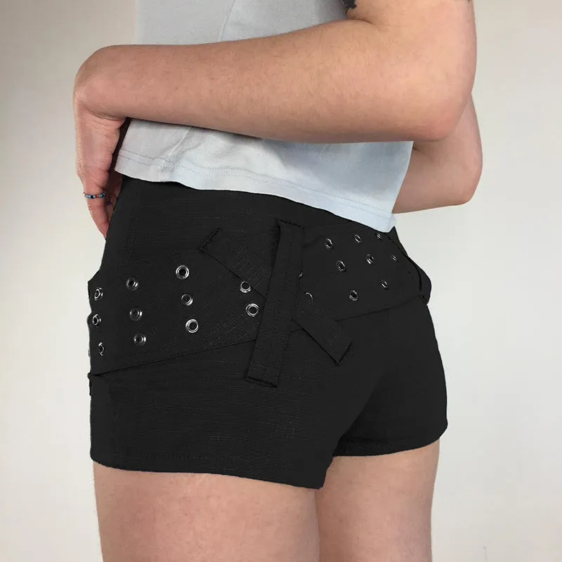 Black Strap Belt Shorts