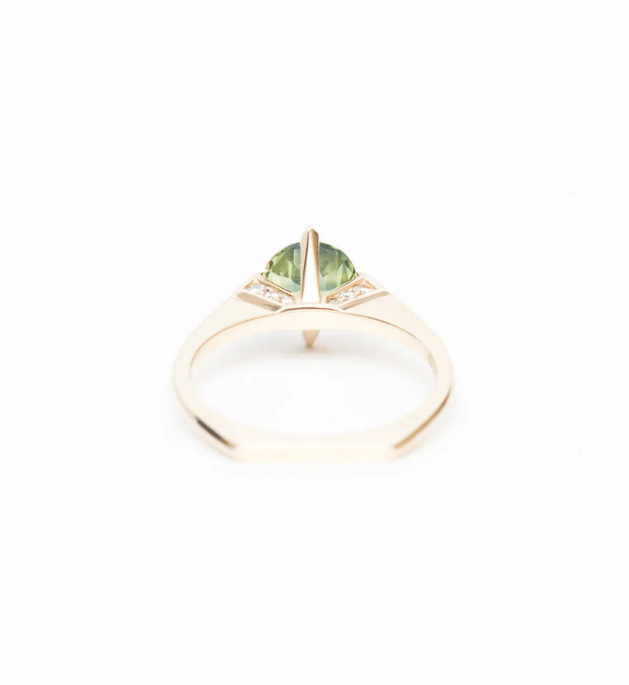 Blue-Green Sapphire Minimalist Rise Ring