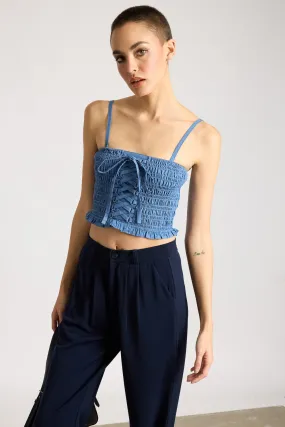 Blue Ribbon Cross Denim Top