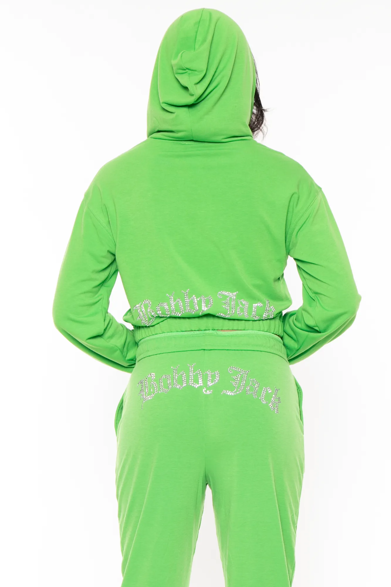 Bobby Jack Rhinestone Hoodie & Pant Set - Green