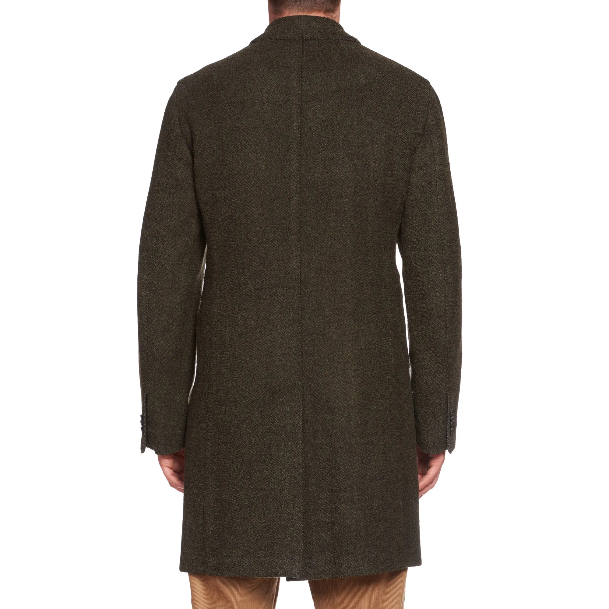 BOGLIOLI Milano Green Herringbone Wool Blend Unlined Coat EU 50 NEW US 40