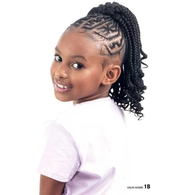 BOX BRAID WITH CURLS | Freetress Synthetic Kids Drawstring Ponytail