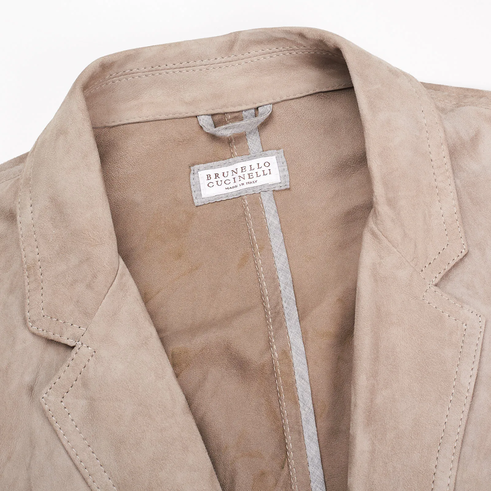 BRUNELLO CUCINELLI Beige Unlined Suede Leather Jacket blazer Size M