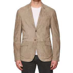 BRUNELLO CUCINELLI Beige Unlined Suede Leather Jacket blazer Size M