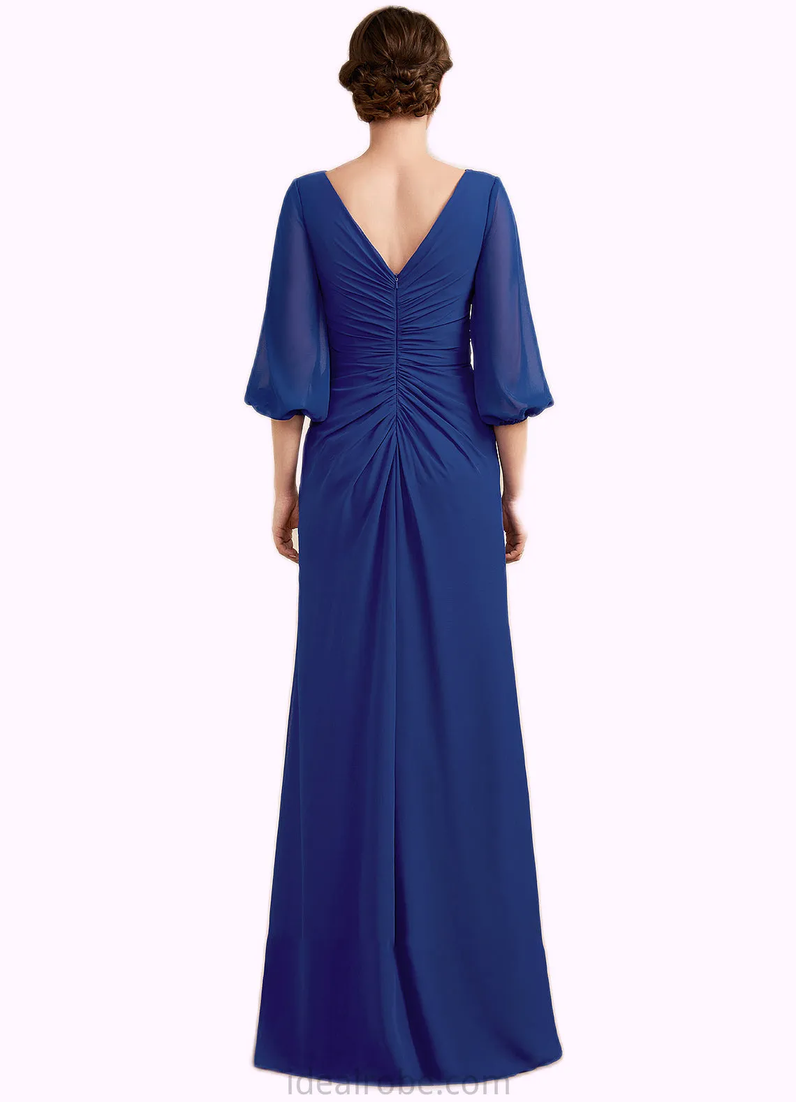 Chaya A-Line Scoop Neck Floor-Length Chiffon Mother of the Bride Dress With Ruffle Beading STK126P0014963