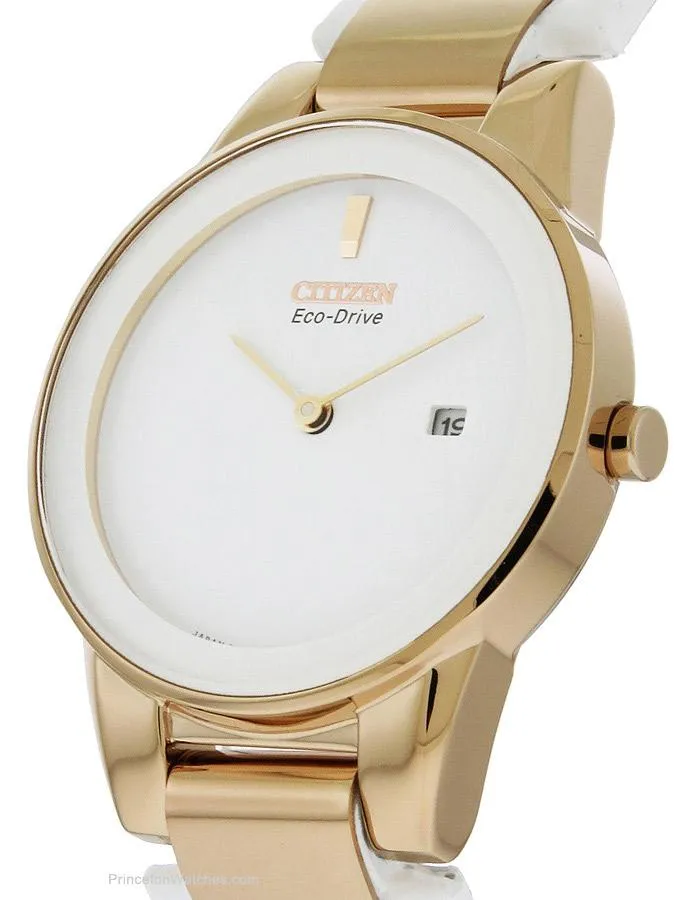 Citizen Eco-Drive Axiom Ladies Strap Watch - White Dial - Rose Gold-Tone Case