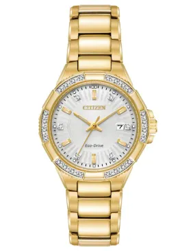 Citizen Womens Eco-Drive Riva Watch - Diamonds - Gold-Tone - Bracelet - Date