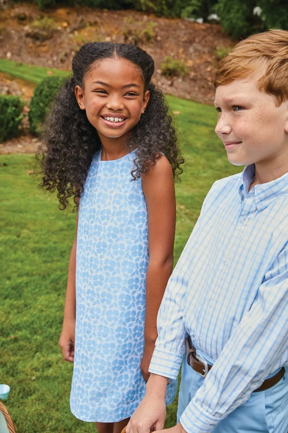 Classic Shift Dress - Blue Jacquard