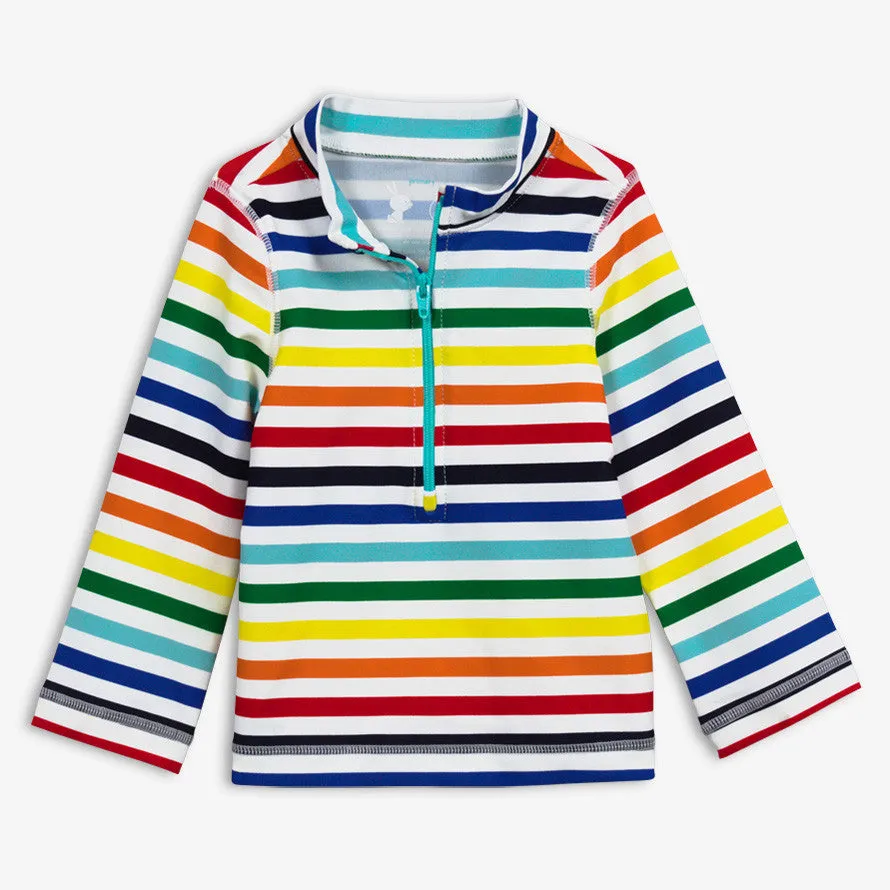 Clearance baby rash guard in rainbow stripe