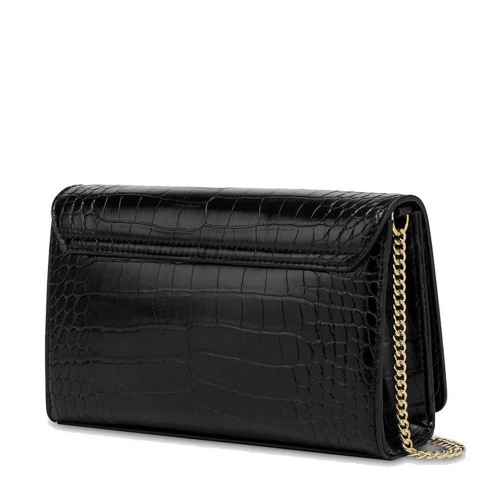 Clutch Donna con Tracolla LOVE MOSCHINO linea Croco Print colore Nero