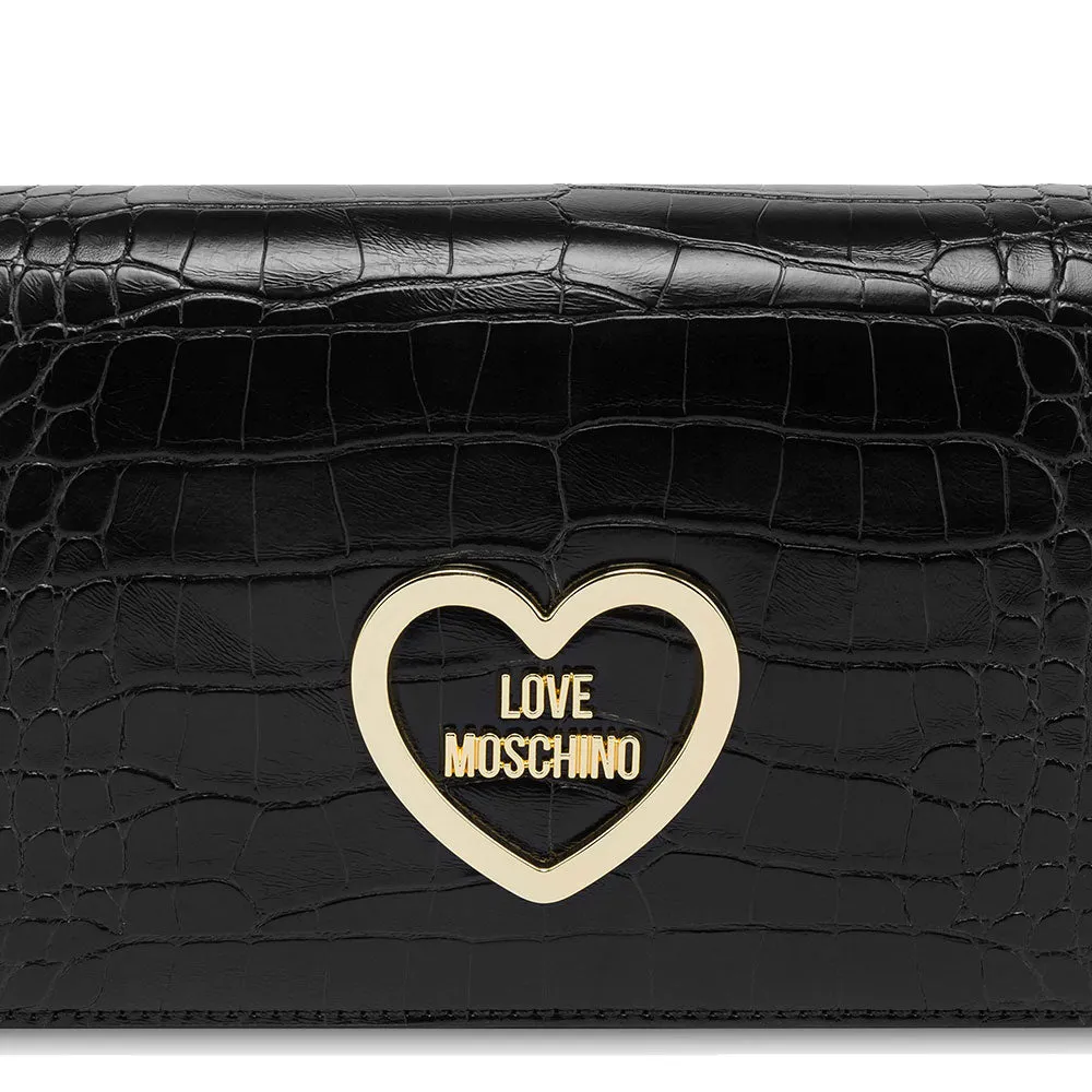 Clutch Donna con Tracolla LOVE MOSCHINO linea Croco Print colore Nero