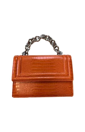 Crocodile Print Handbag in Orange