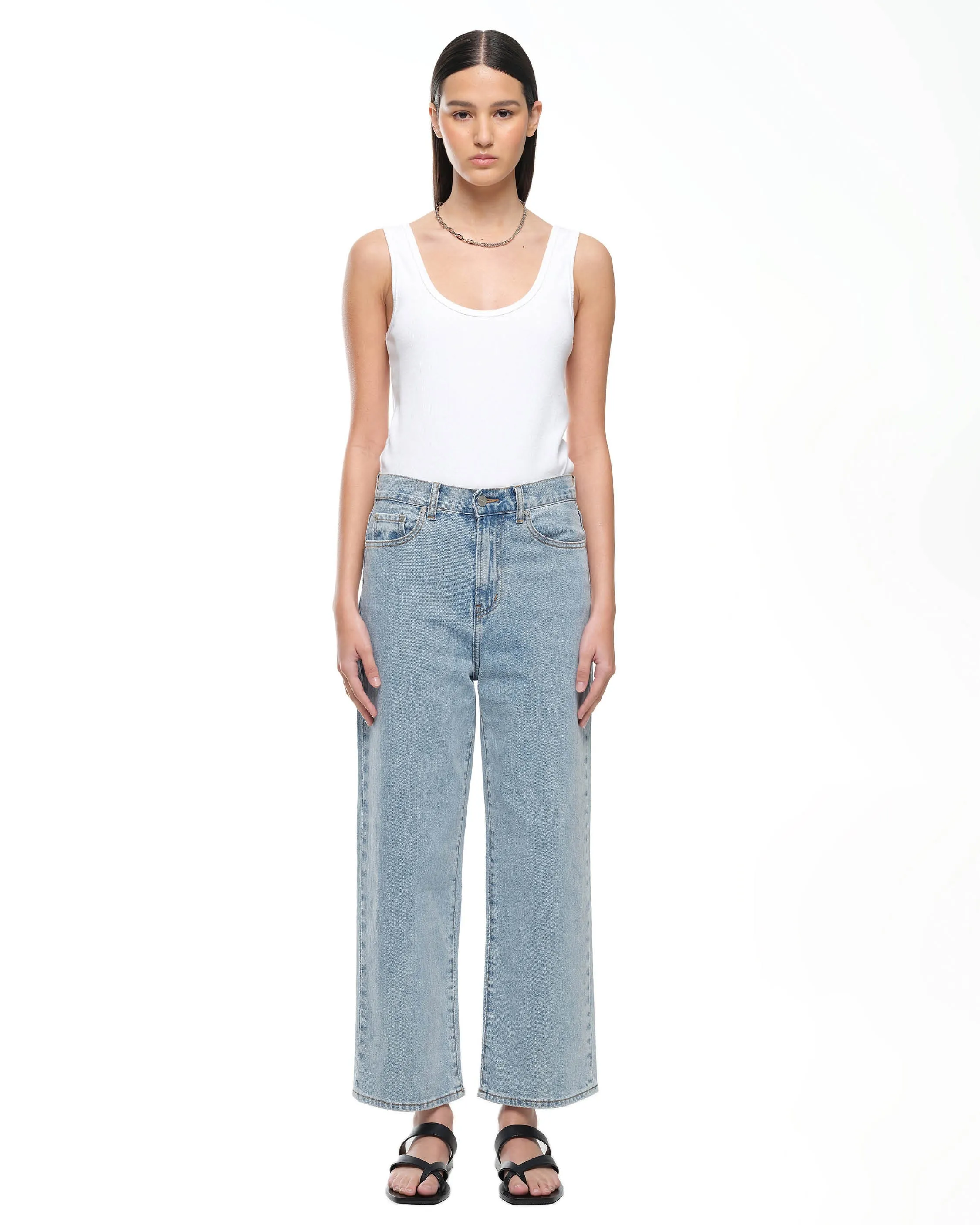 CROP WIDE LEG - FADED INDIGO