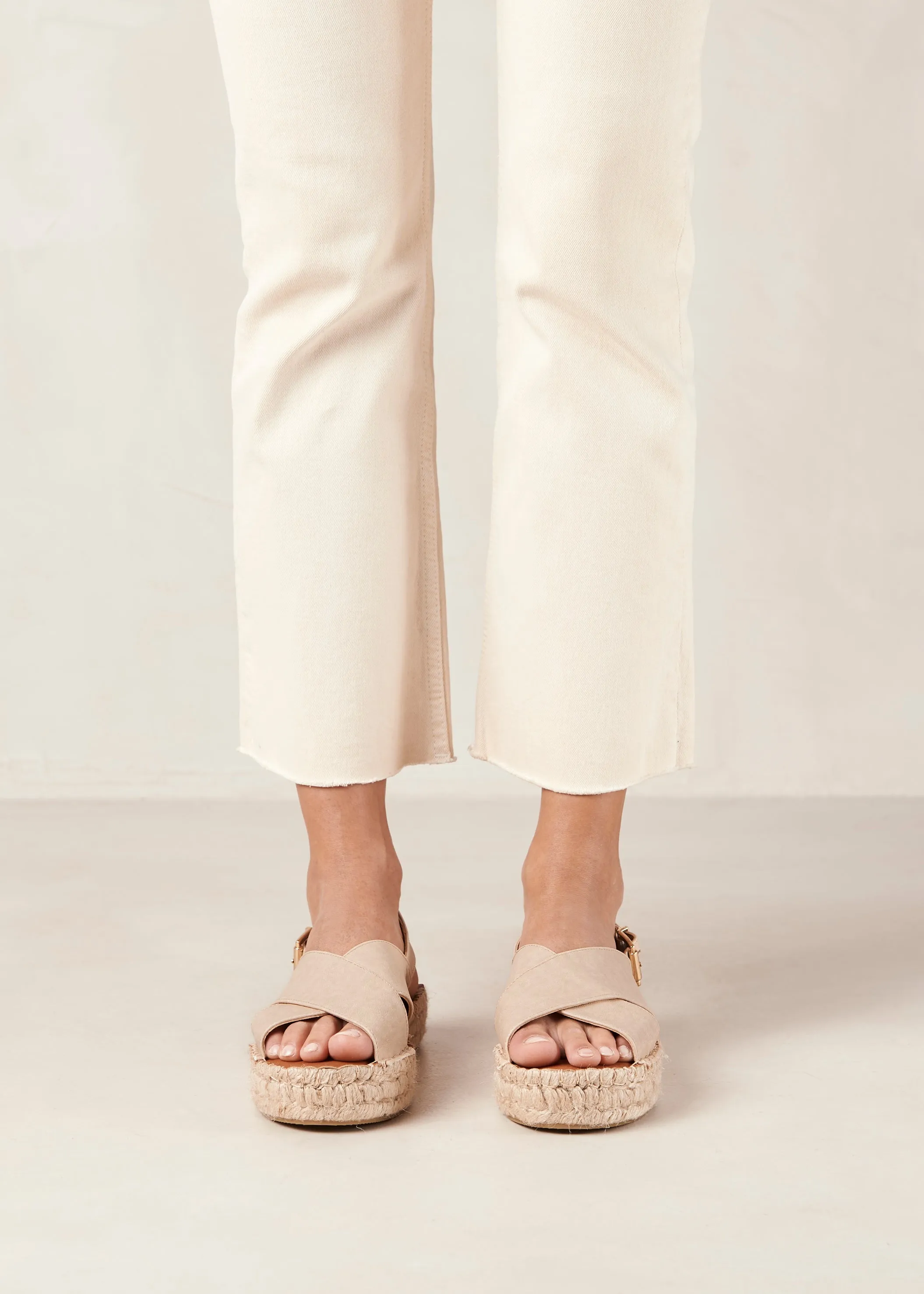 Crossed Corn Cream Vegan Leather Espadrilles